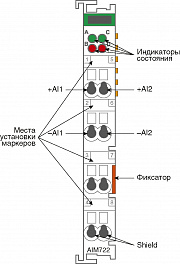 Модуль аналогового ввода, 2 дифференциальных канала, 23 разряда, диапазон измерения 0–20 мА
